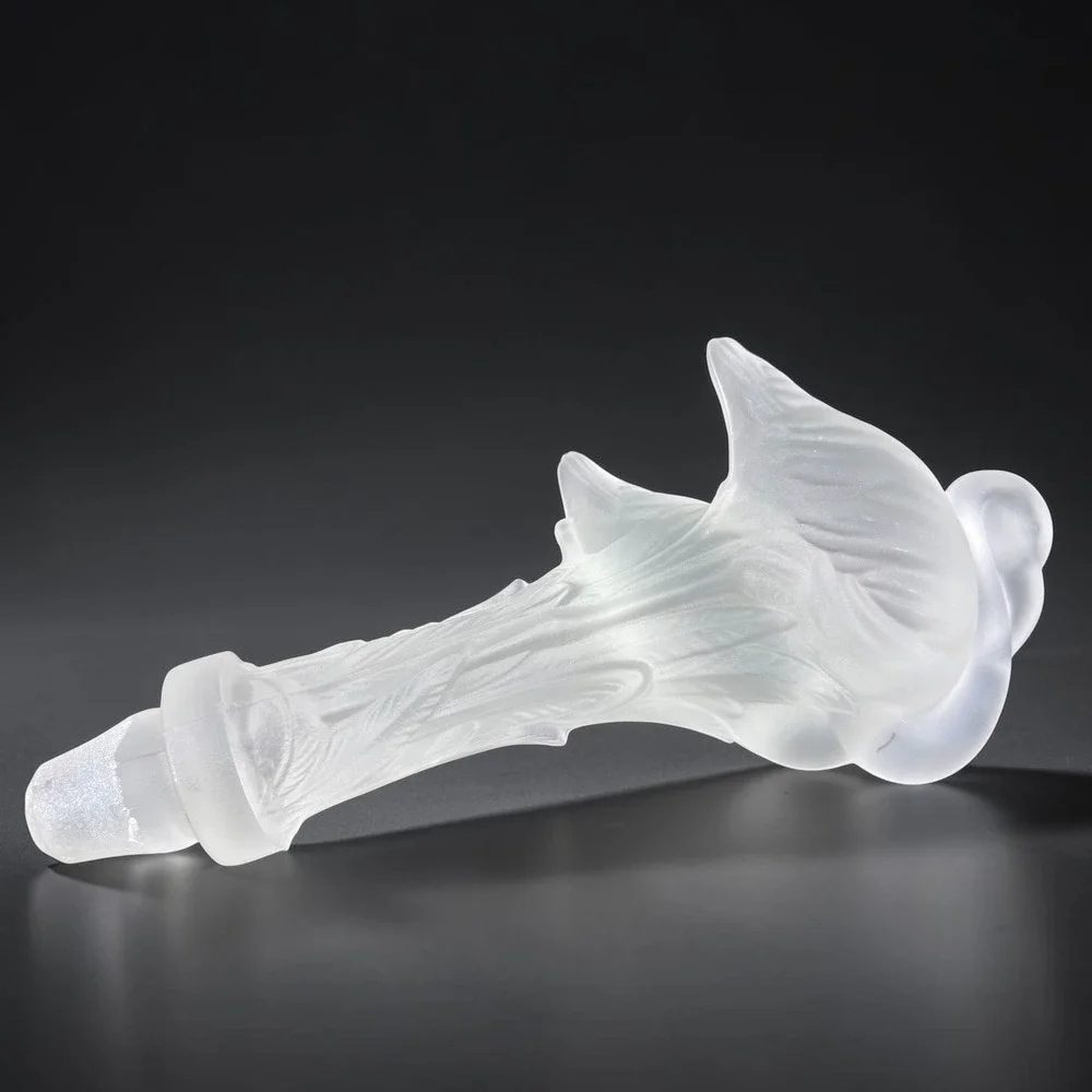 Frosted Glass Swan Decanter Stopper Replacement 8 Inch Sculpted Bird Motif
